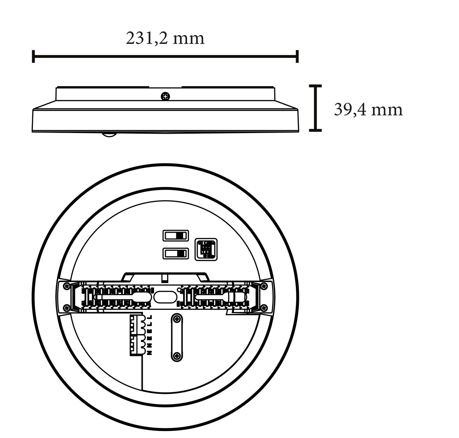LED-Ein-/Anbauleuchte ROUND 8-18W ws BWM 2700-5000K IP54 Ø230x39mm