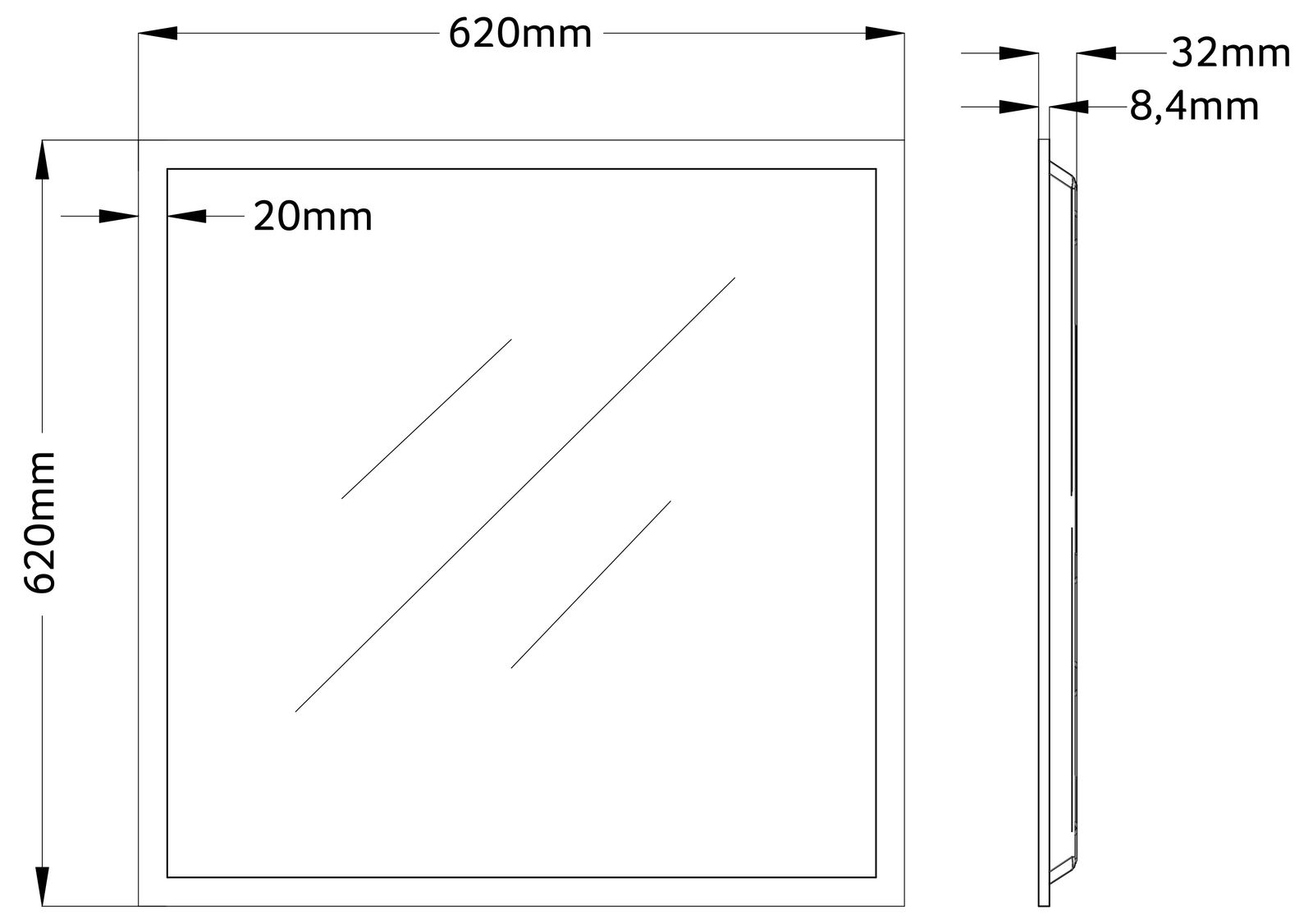 LED-Panel 620x620mm SNAP ECO 25W 4000K ws IP40