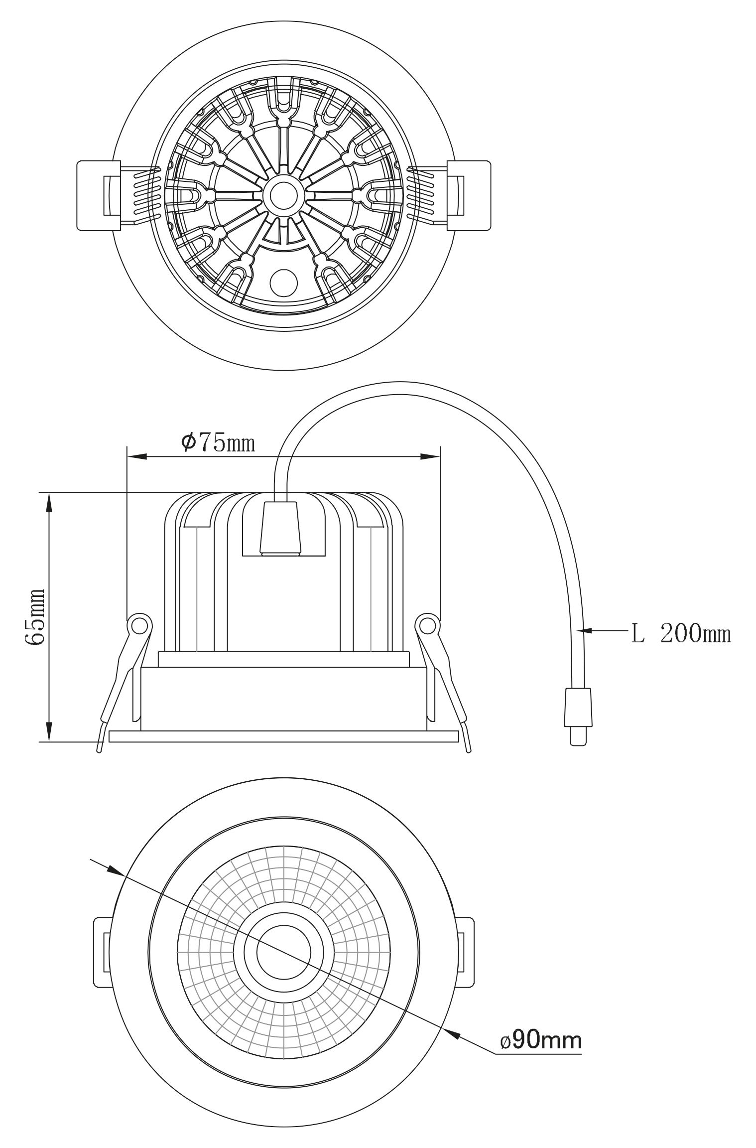 LED-Einbaustrahler 7W DOT 3000K 700lm mt Konv ws 1LED Alu IP44 RF:hochglänzend