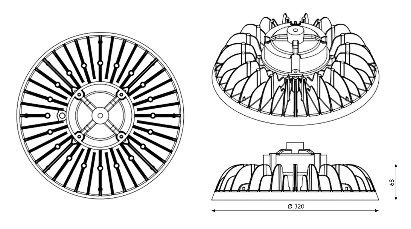 LED-Hallenleuchte 150W SUN-ECO 5000K sym 25050lm 1LED Dimmung 0-10 V IP65