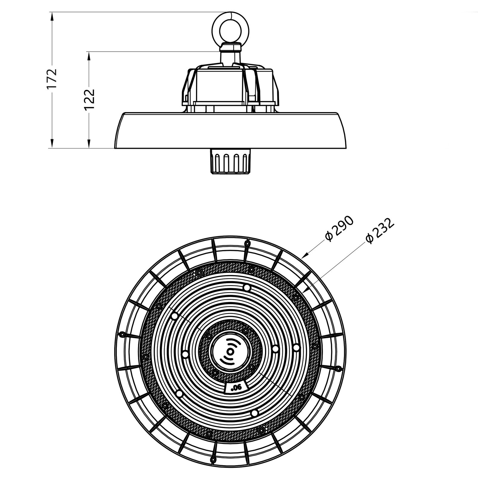 LED-Hallenleuchte 120W RAMUS 4000K Konv DALI 1LED sym Dimmung DALI IP65