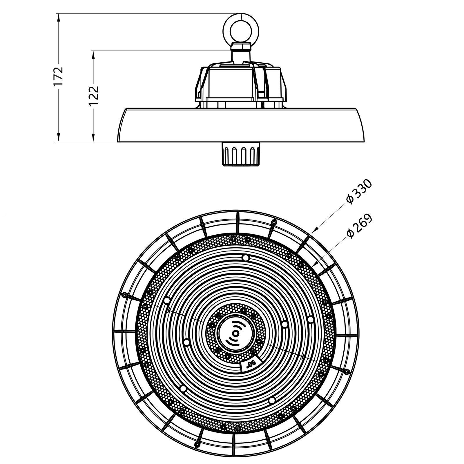 LED-Hallenleuchte 200W RAMUS 4000K Konv DALI 1LED sym Dimmung DALI IP65
