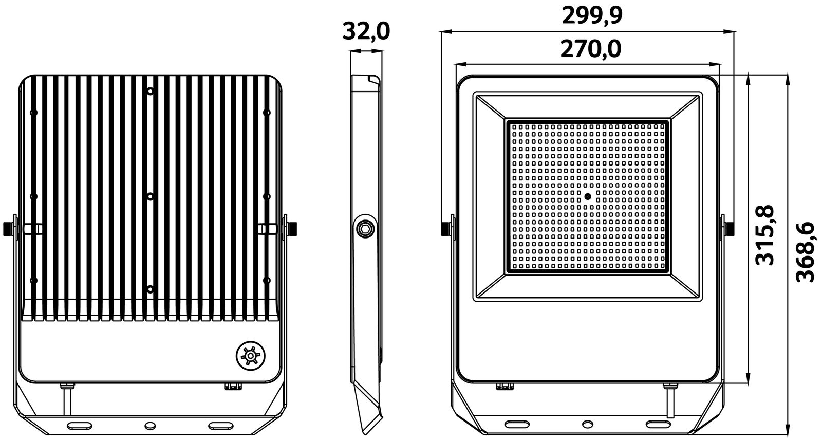 LED-Anbaustrahler 110-150 AFLO 1LED Alu 3000-5000K Konv sw IP66 mt