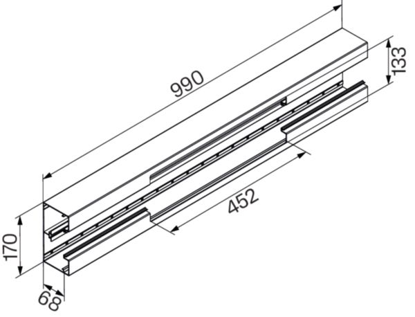 Geräteeinbaukanal Alu 170x83mm ver-ws RAL9016 GEB-K nass_lack 13180qmm 2000mm