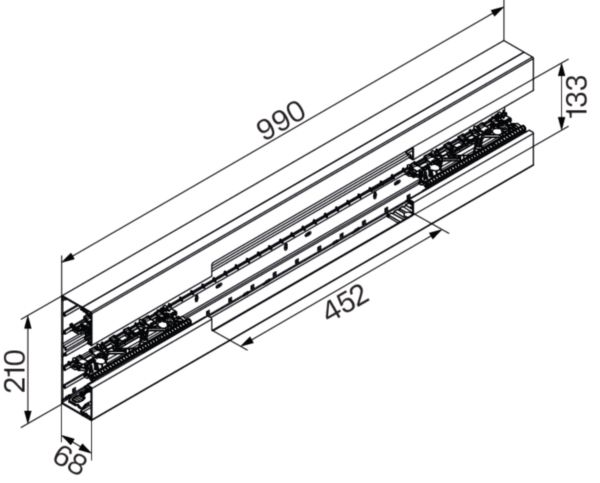 Geräteeinbaukanal Kst 210x68mm ver-ws RAL9016 GEB-K unbeh 12780qmm 2000mm