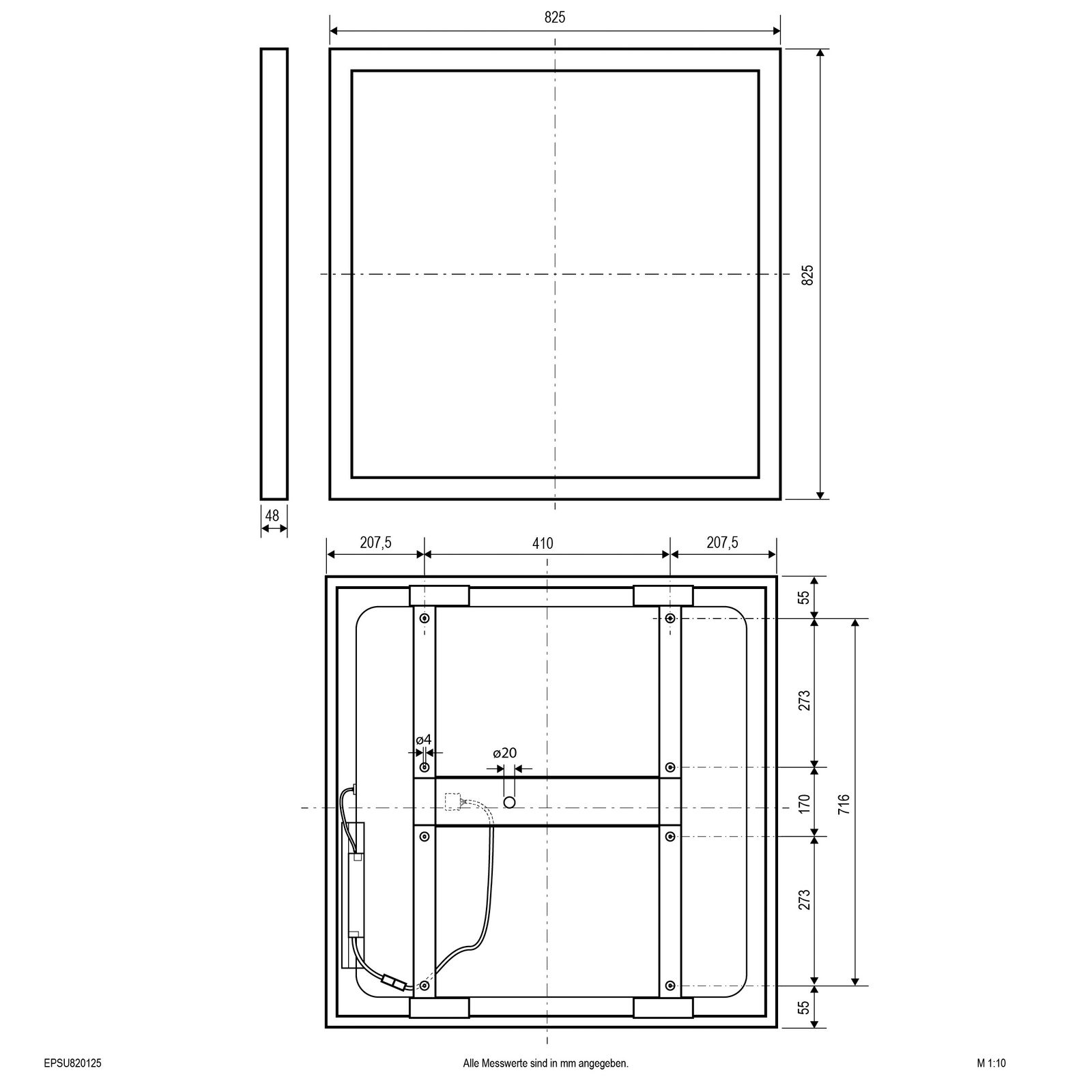 LED-Panel 825x825mm 52W 3000-4000K IP40 7644lm ws