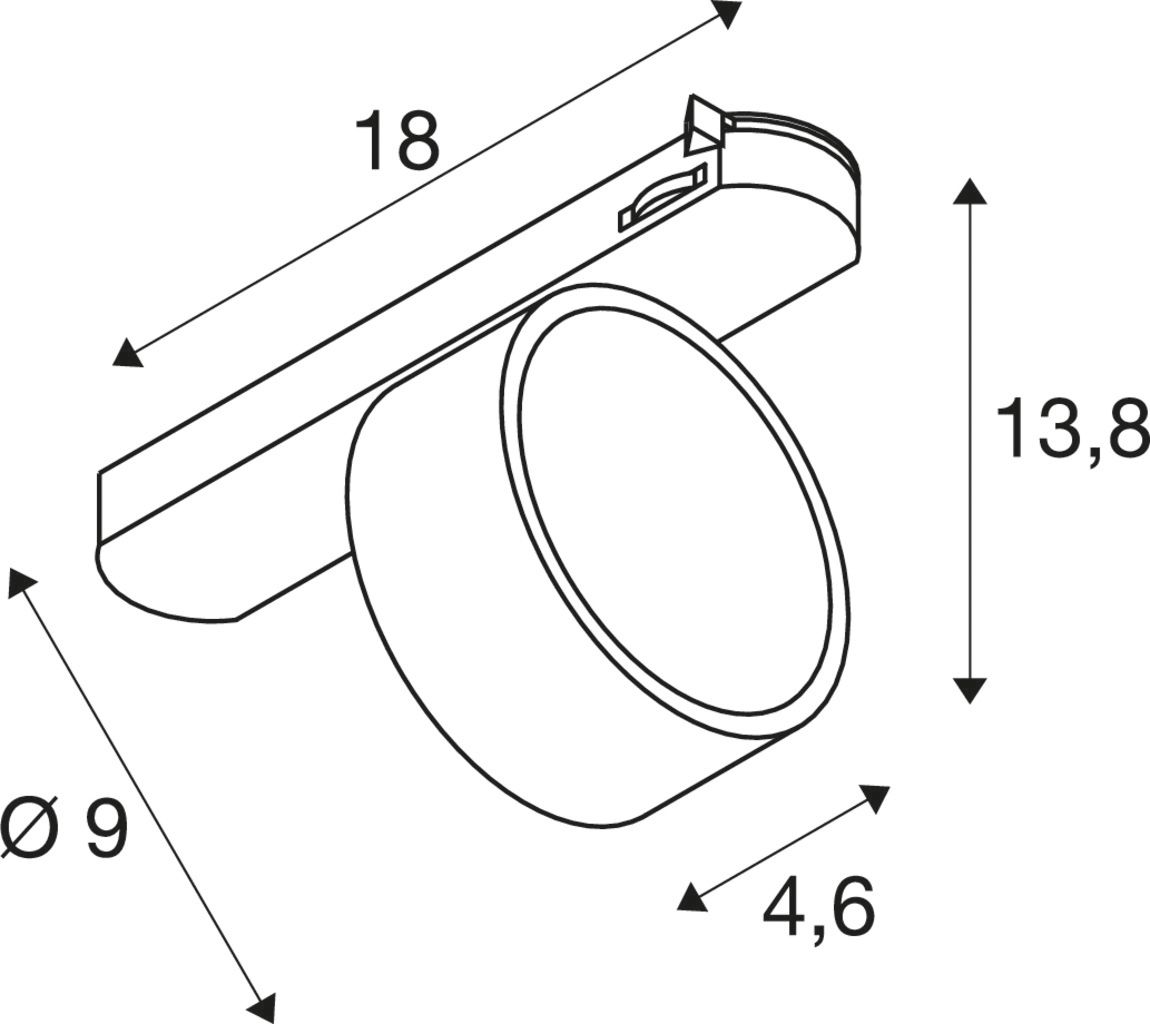 LED-Schienenstrahler 10W KALU 2.0 2700K 1400lm 1LED Alu IP20 ws mt 180x46x138mm