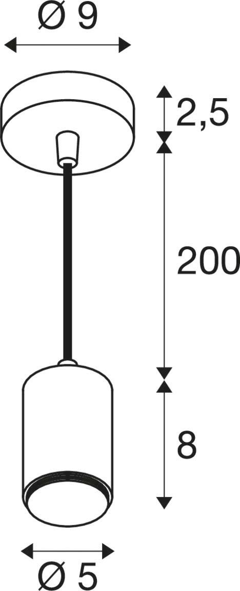 LED-Pendelleuchte 10W LALU sw E27 IP20 1LED LED austauschbar Ø50mm