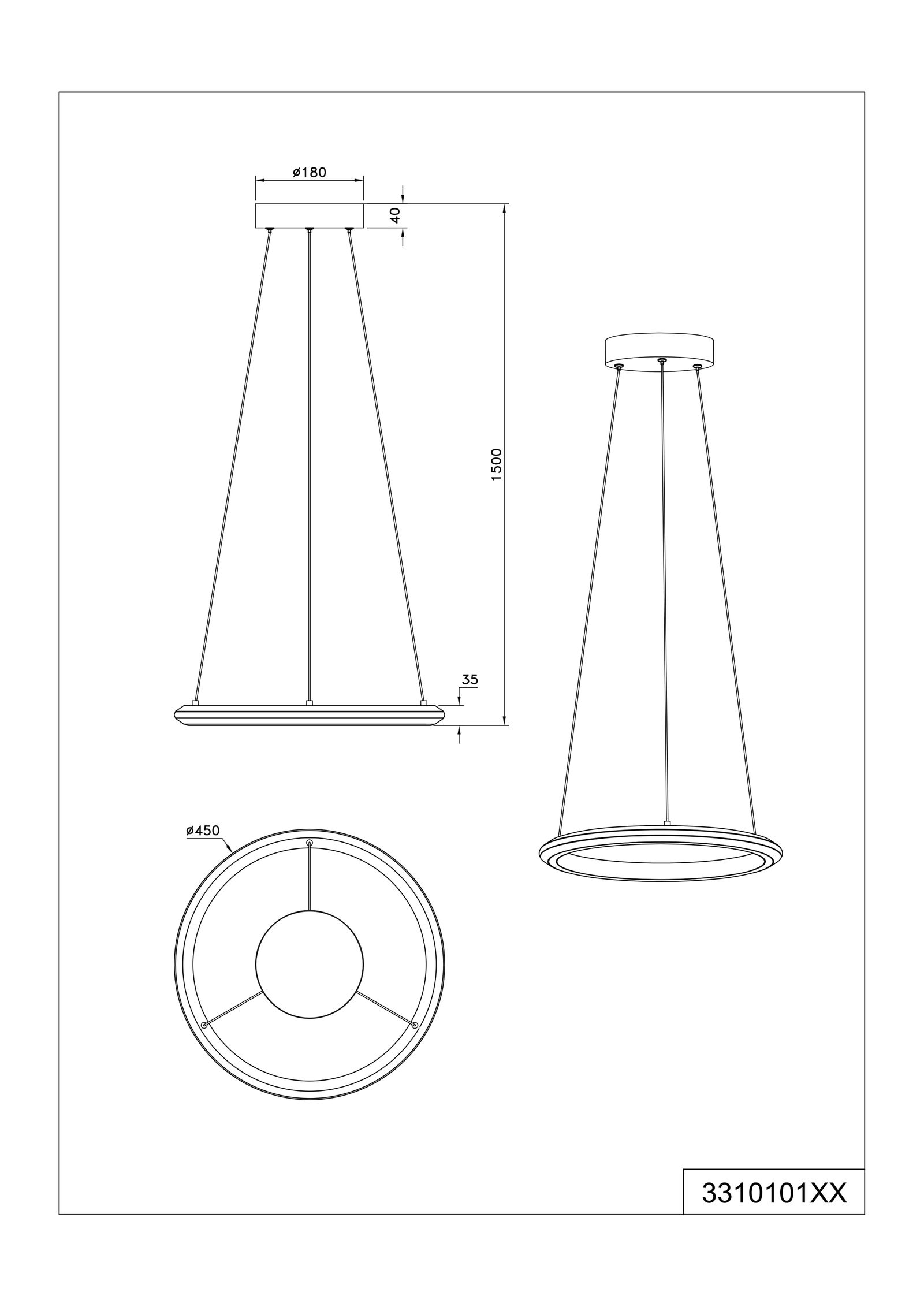 LED-Pendelleuchte 34W AMADOR 2300-4000K 4000lm 1LED LED nicht austauschbar sym