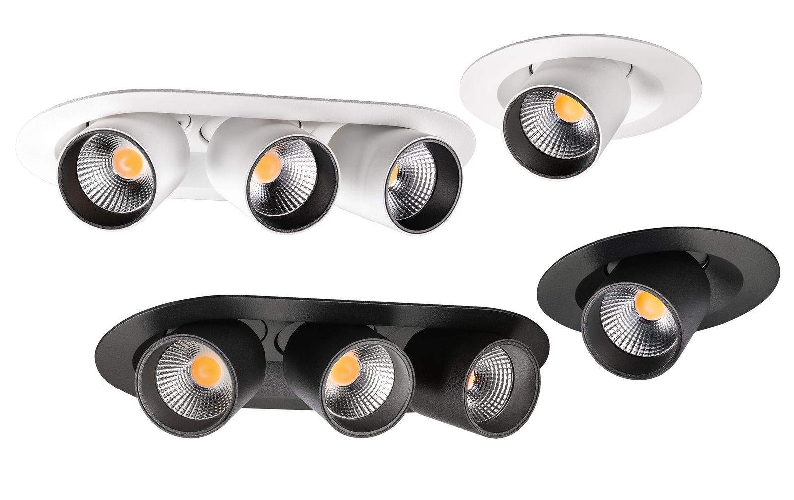 LED-Einbaustrahler 7,5W JUNISTAR 3000K 500lm Konv 1LED Alu IP44 sw mt Ø/EB83mm