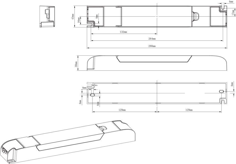 Notlichtbaustein 4W 3h Dauer/Bereitsch LED auto.Selbstt 220-240V Kl:II