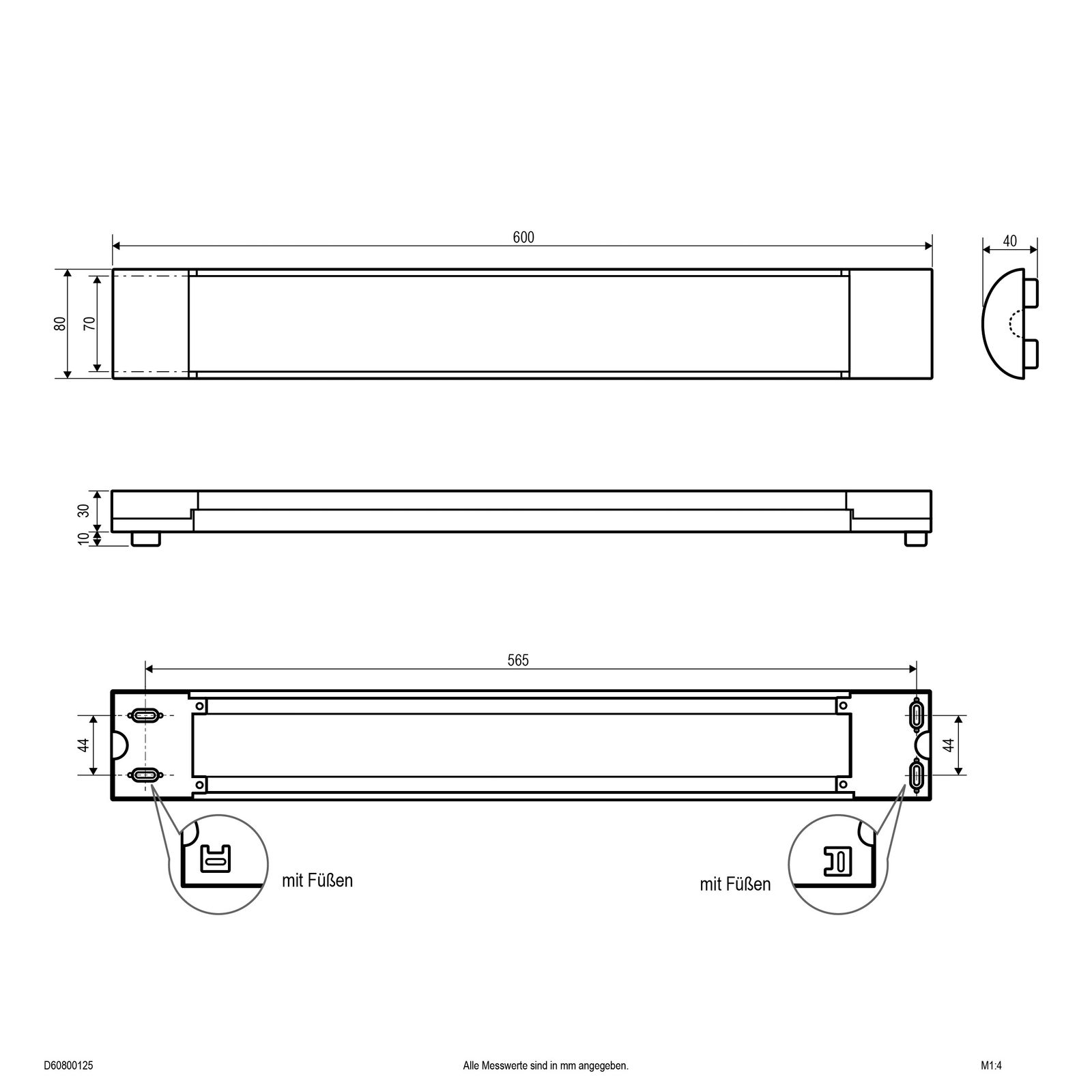 LED-Deckenanbauleuchte DARDO ECO 15-20W 3000-4000K 2702lm ws IP44 600x80x30mm