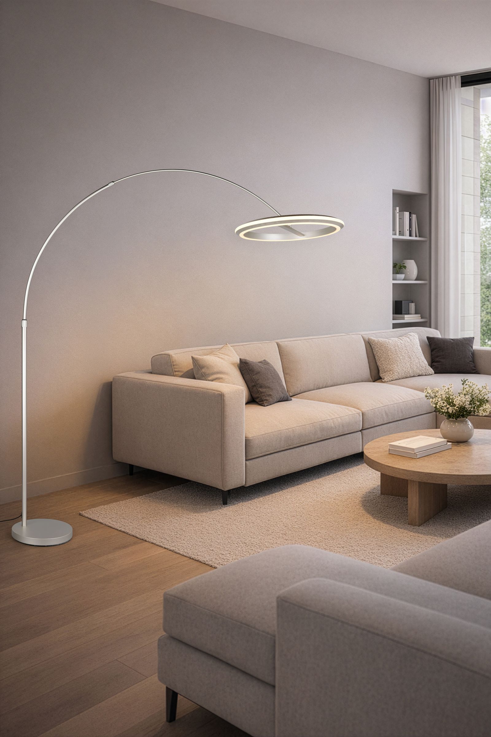 LED-Stehleuchte 21W AMADOR 2300-4000K 2400lm 1LED elektr.Trafo direkt nickel