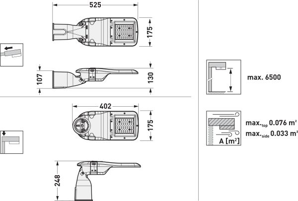 LED-Straßenleuchte 13-55W twenty3 7500lm Aufs/Ans 60-76mm 3000-4000K anth Alu II