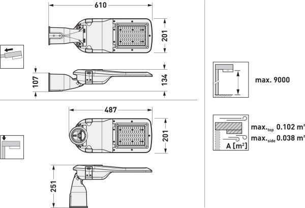LED-Straßenleuchte 53-110 twenty3 anth Aufs/Ans 60-76mm 3000-4000K 15000lm Alu
