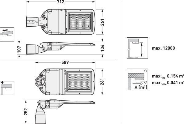 LED-Straßenleuchte 107-18 twenty3 anth Aufs/Ans 60-76mm 3000-4000K 25000lm Alu
