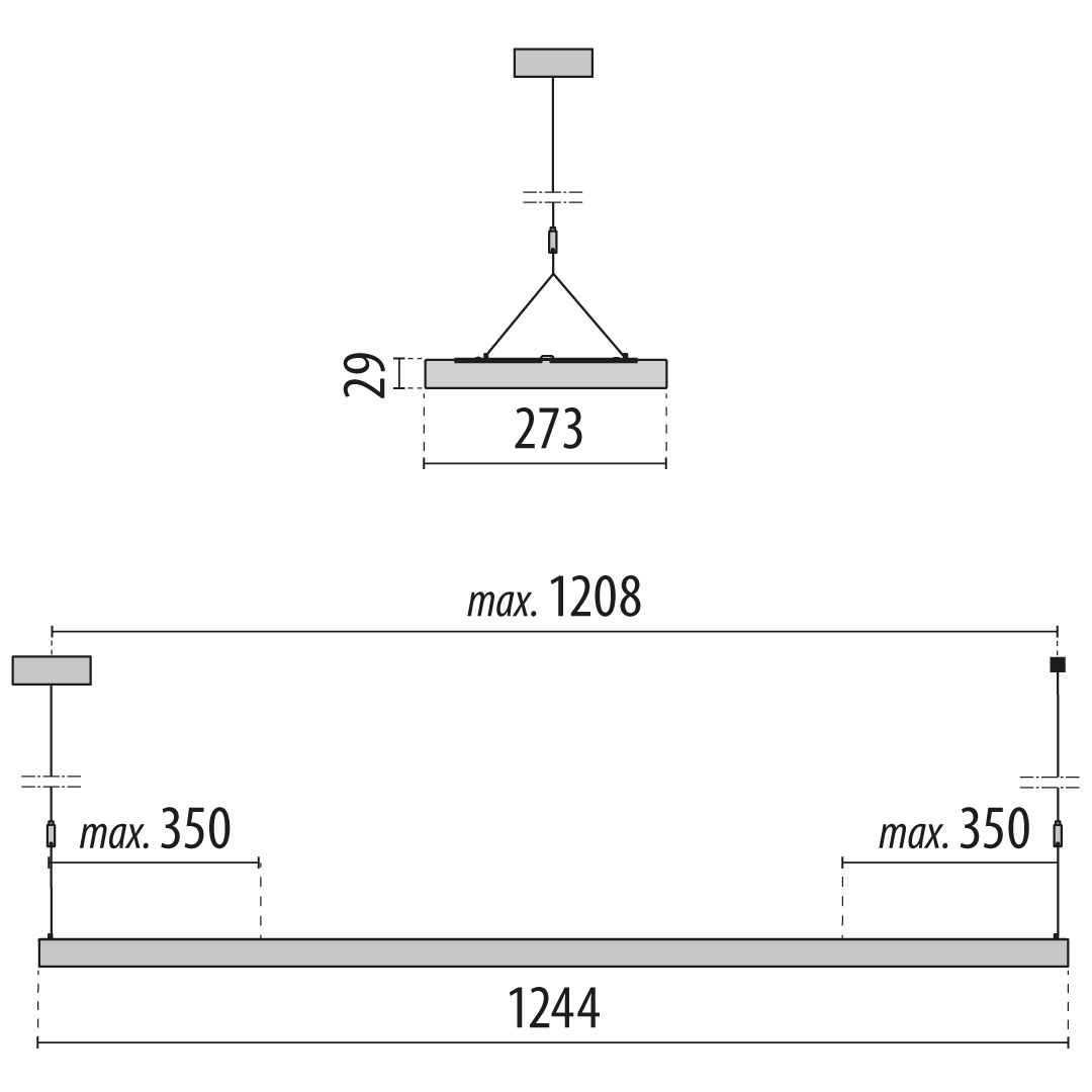 LED-Pendelleuchte 22-49W 3000-4000K 1LED 7160lm gr LED austauschbar sym IP20 m.LM