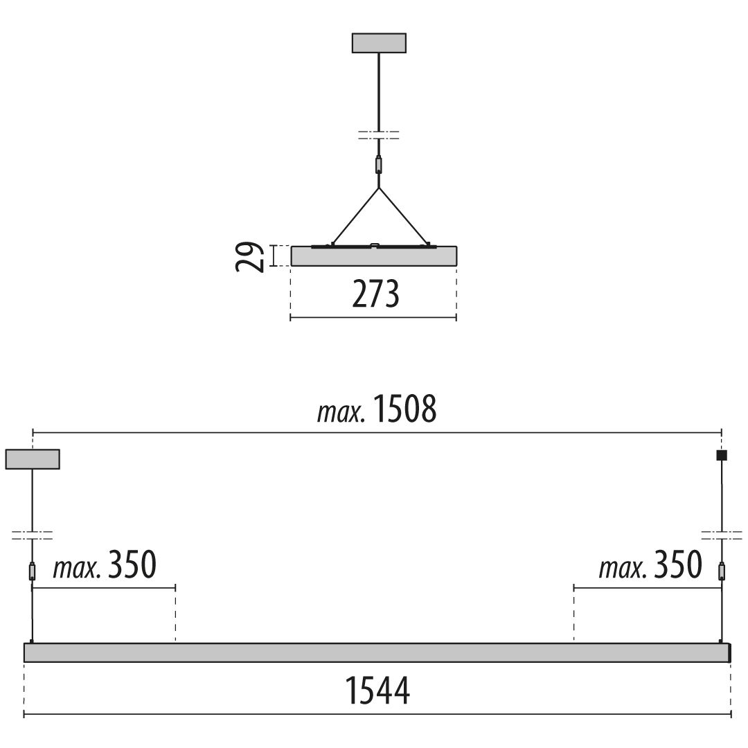 LED-Pendelleuchte 29-67W 3000-4000K 1LED 9000lm gr LED austauschbar sym IP20 m.LM