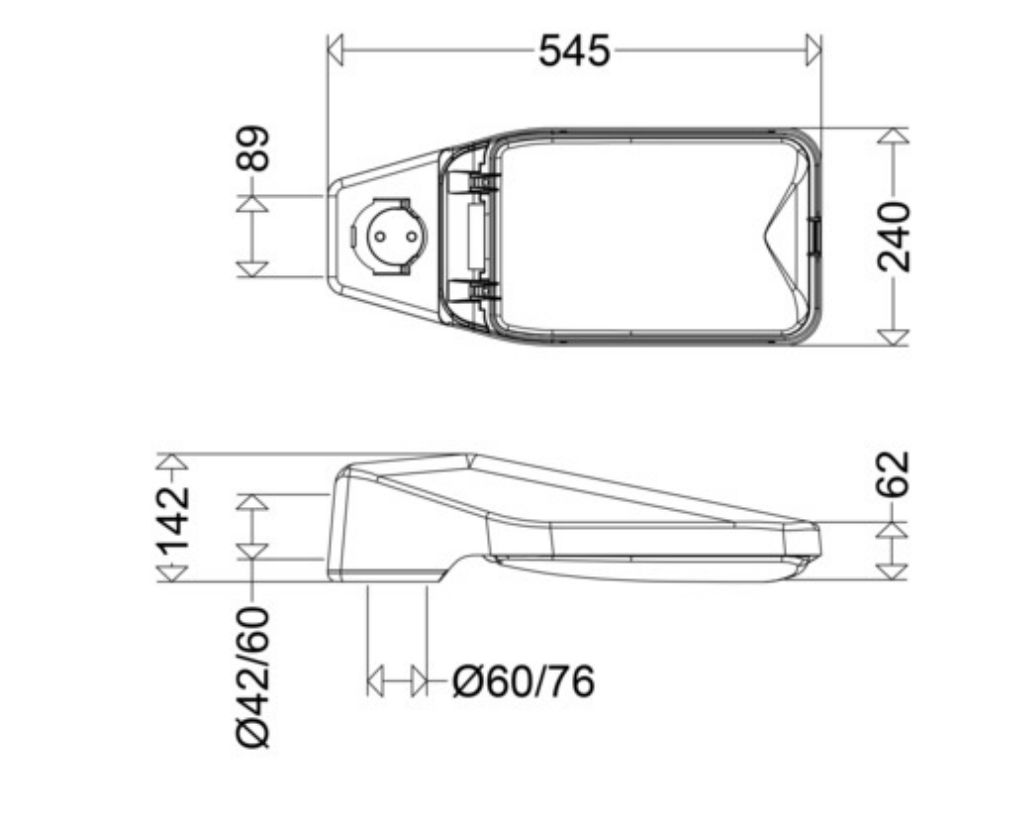 LED-Straßenleuchte 16-70W FILOS VARIO gr Aufs/Ans 42-76mm 4000K 2800lm Kst Kst_tr