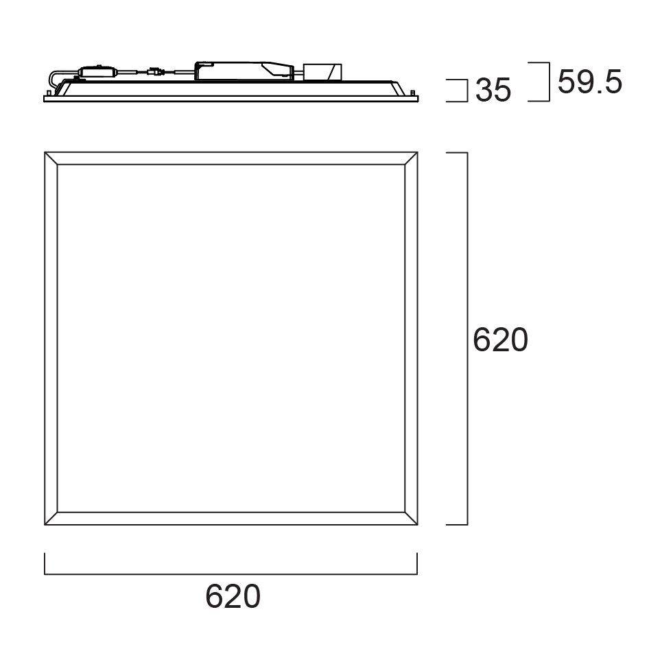 LED-Panel 625x625mm 34W 3000-4000K IP40 4700lm ws