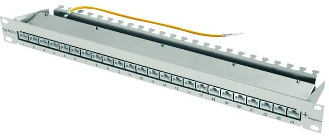 Patchpanel 24Ports 1HE Cat6A Schirm RAL7035 19Zoll-Einbau 44x482,6x110mm