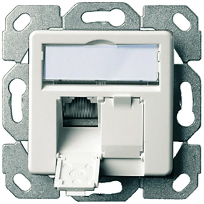 Anschlussdose Cat6A 2xRJ45 LSA Kanaleinb aws schräg m.Staubschutz