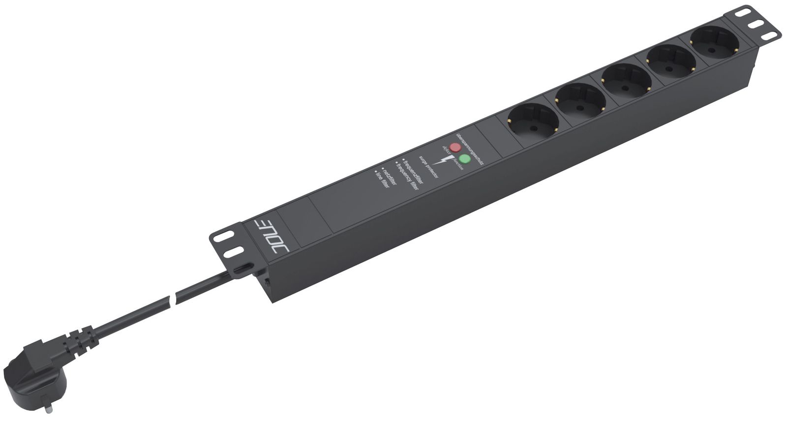 Rack-Stromverteilung ÜSS 1HE 5Steckd 230V LED Überspannungskategorie: 2