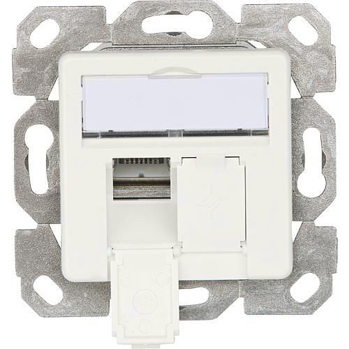 Anschlussdose Cat6 pws 2xRJ45 Kanaleinb schräg RAL1013 LSA m.Staubschutz