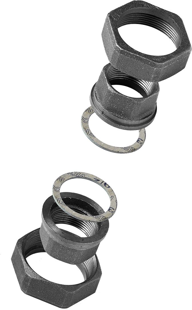 HS Pumpenverschraubungsset DN 25, 1", 2 Sets, mit Dichtung, schwarz