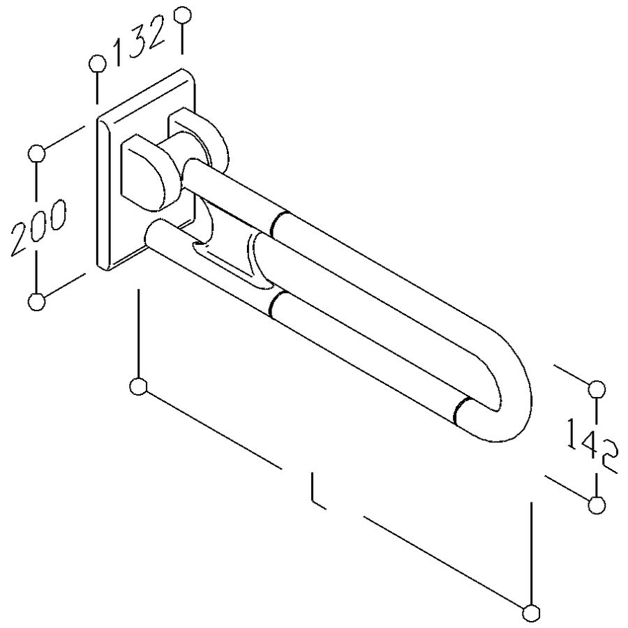 Normbau Stützklappgriff Nylon Care 725 mm, weiß