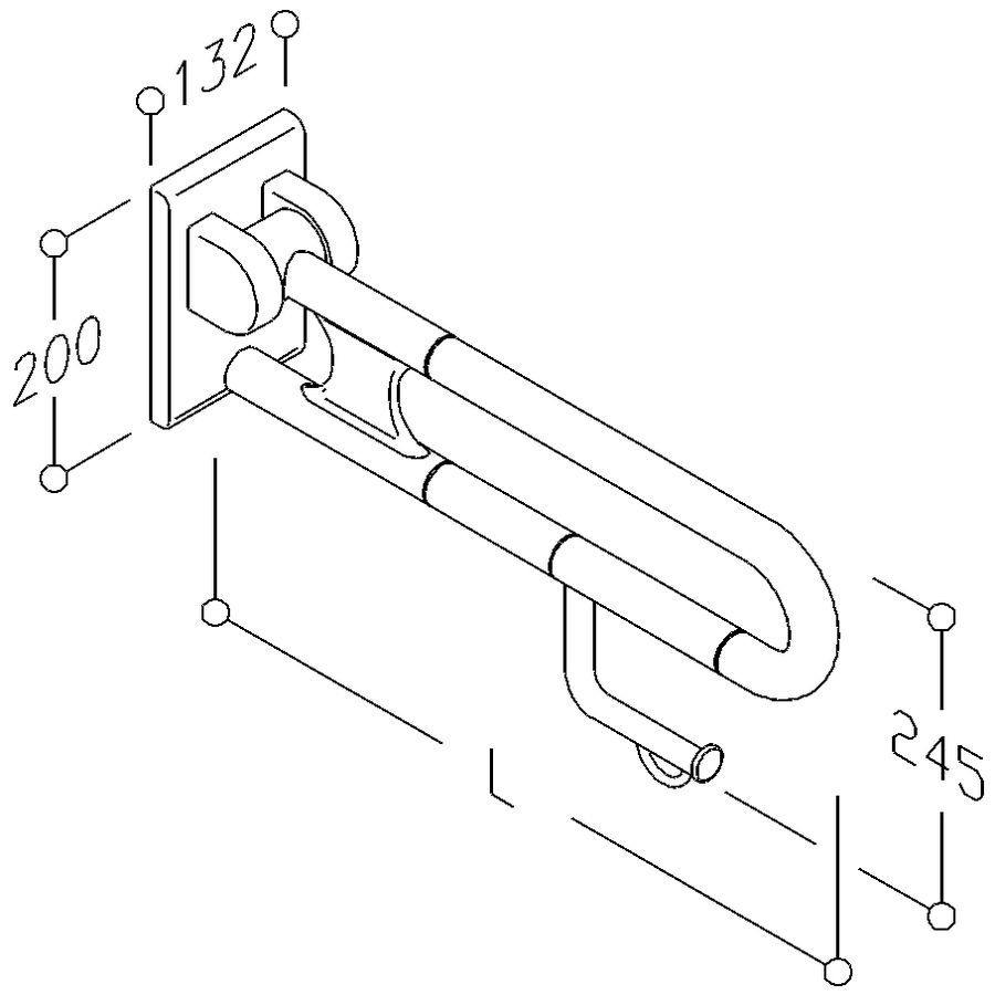 Normbau Stützklappgriff Nylon Care 850 mm, mit Papierrollenhalter, weiß