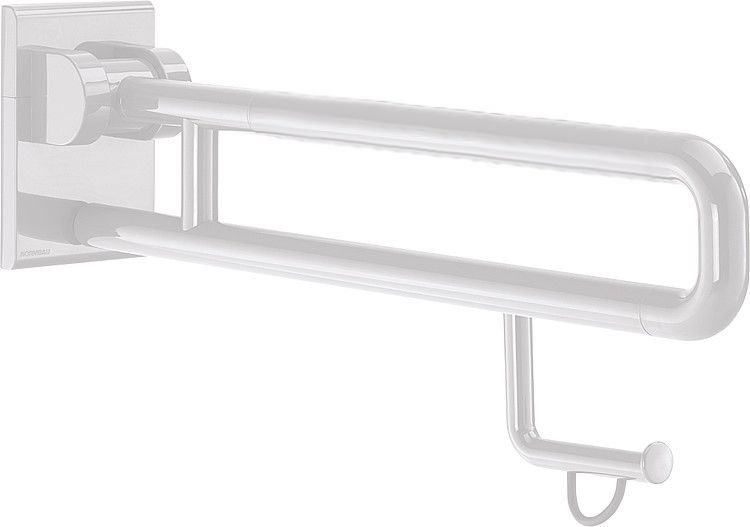 Normbau Stützklappgriff Nylon Care 600 mm, mit Papierrollenhalter, weiß