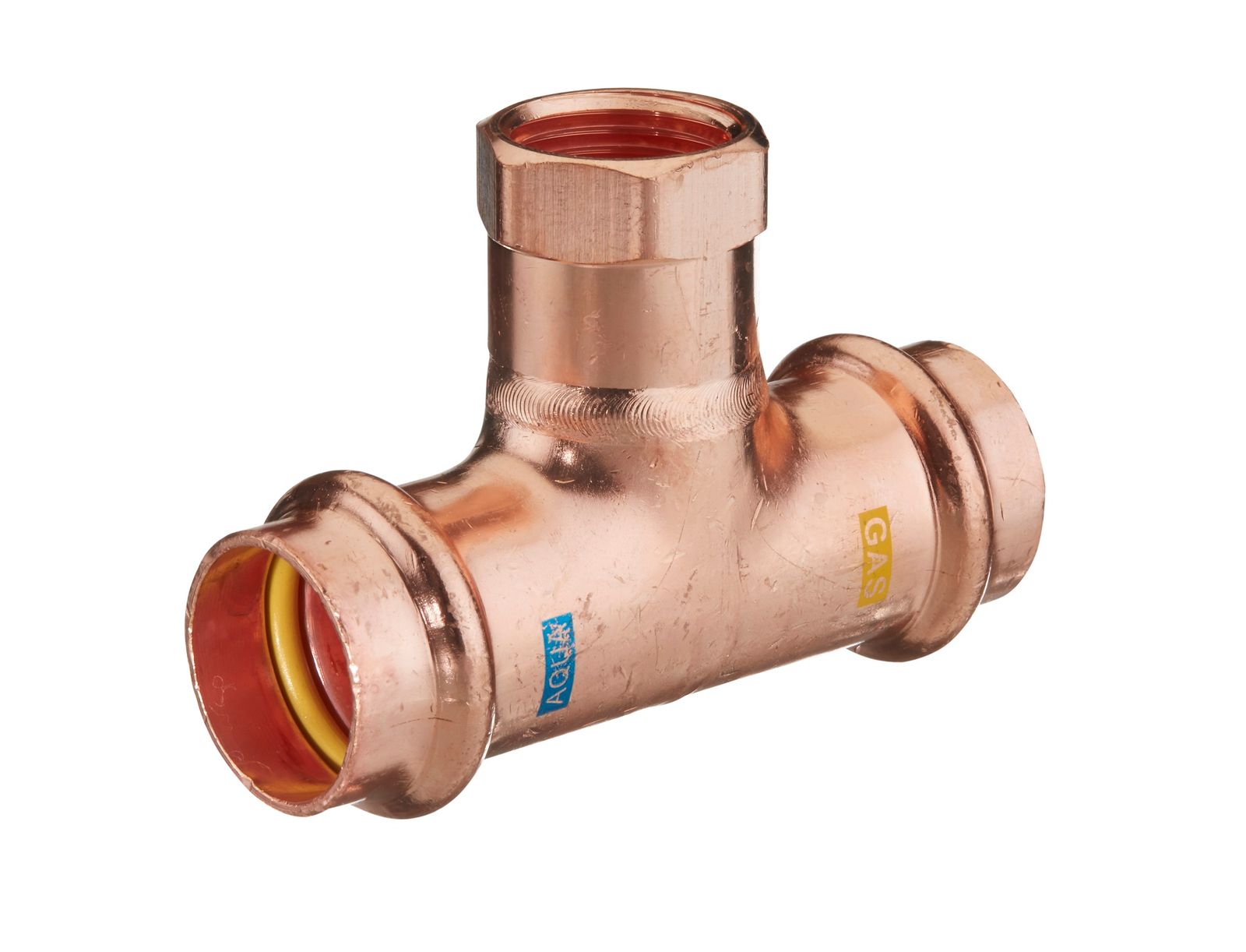 HS T-Stück Press Copper AQUAGAS V 22 mm x 1/2" x 22 mm, IG