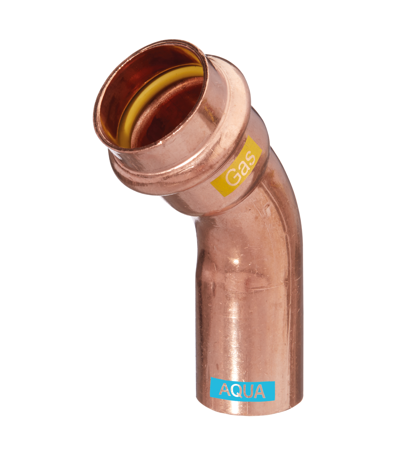 HS Bogen V-Press Copper AQUAGAS 22 x 22 mm, 45Grad, I/A