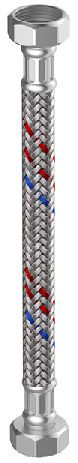 Flamco Silikon-Panzerschlauch Meiflex 3/4" x 3/4" IG/IG, 13 x 500 mm, Edelstahlgeflecht