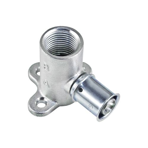 Multitubo Metall-Press-Wandscheibe 16 mm x 1/2" IG, Messing verzinnt, mit Flansch