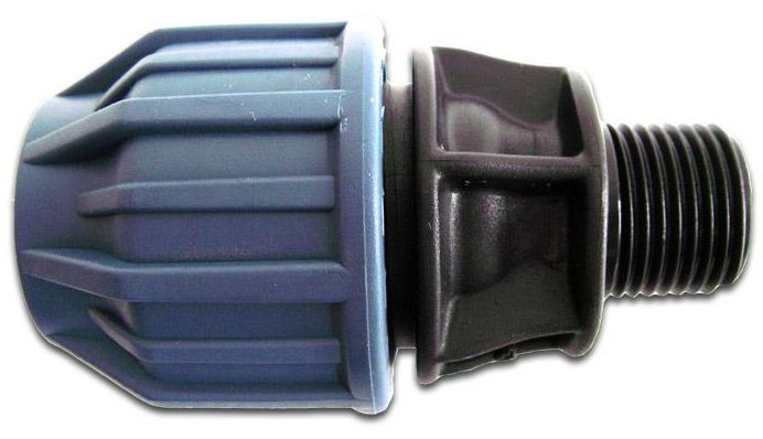 PP Klemm Kupplung 20mm x 1/2" Klemm xAG 16bar Schwarz/Blau DVGW/KIWA/WRAS