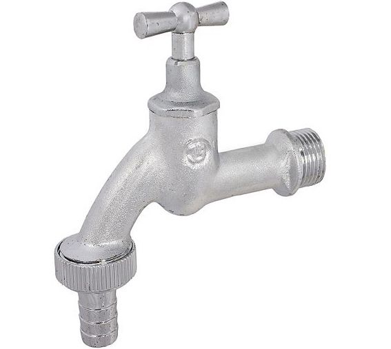 Schlösser Auslaufventil 1730 DN 20, 3/4", mit Schlauchverschraubung, Knebeloberteil, matt verchromt