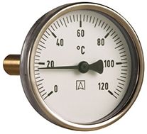 Afriso Bimetall-Thermometer BiTh 63 ST axial 40 mm, 0/120 GradC, Gehäuse-d= 63mm
