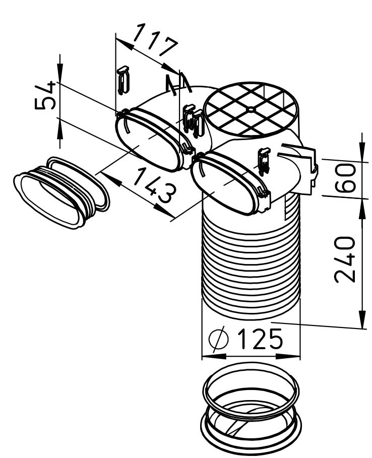 FRS-DWK 2-51/125, FlexPip Geeignet für Wärmerückgewinnungsanlagen