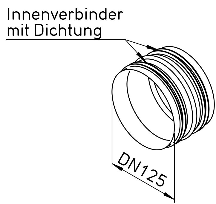 Rohrverbinderstutzen DN125, m.Dichtung