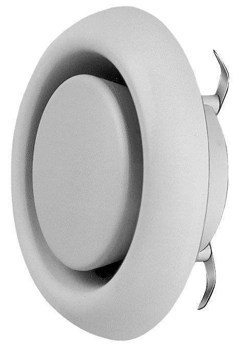 Zu-/Abluftventil Ø125mm Kst ws Mit m.Volumeneinstellung 220cmb/h