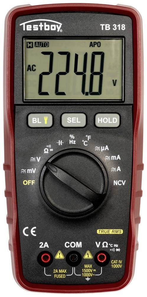 Multimeter digi 1000V/AC 1500V/DC 2A/AC 2A/DC 60MOhm man Temperaturmessung
