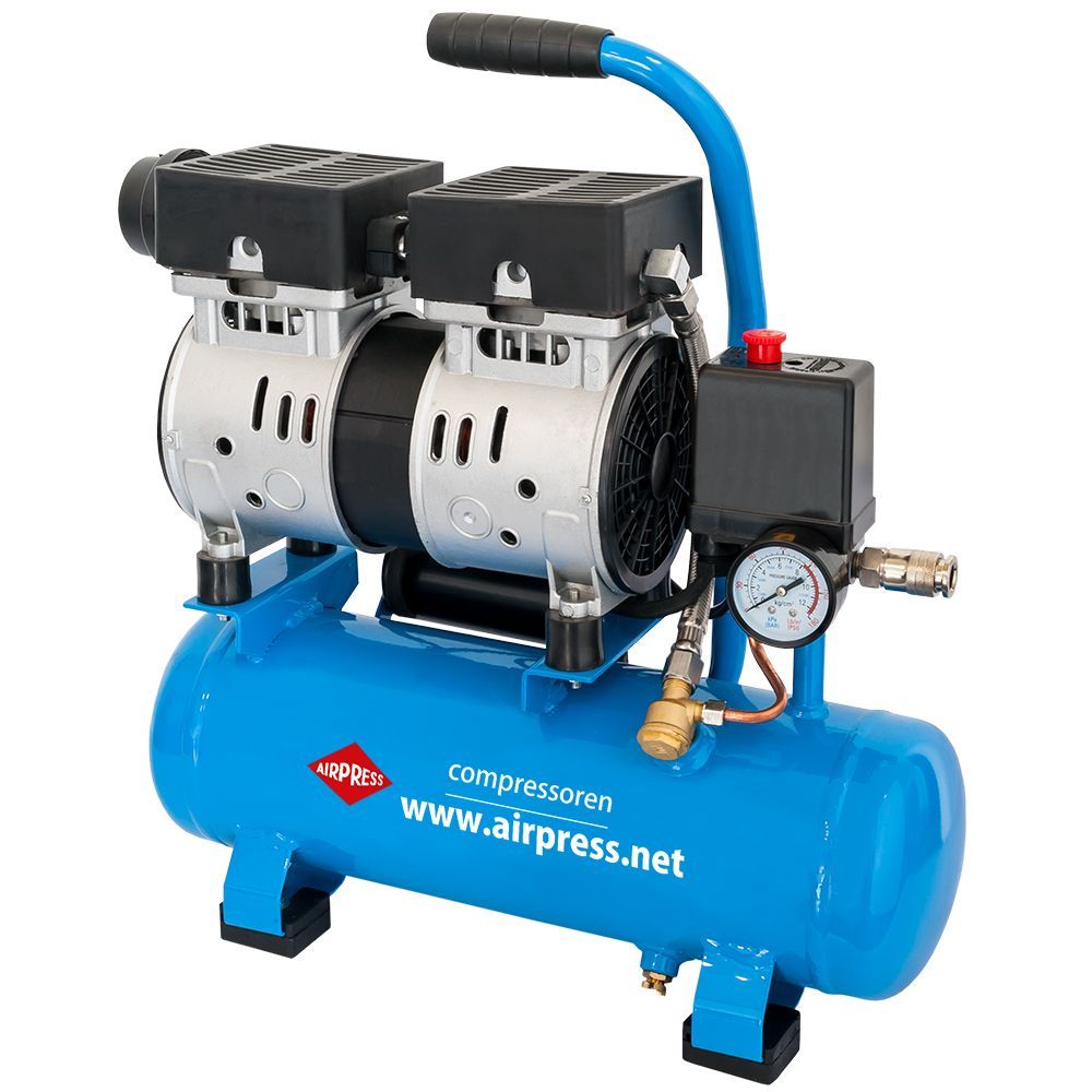 Tragbarer Flüsterkompressor ölfrei 8 bar 6L 0.6 PS/0.45 kW 48 l/min