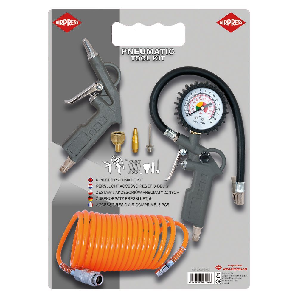 Druckluft-Set 6tlg Kompressor-Zubehör EURO in Blister