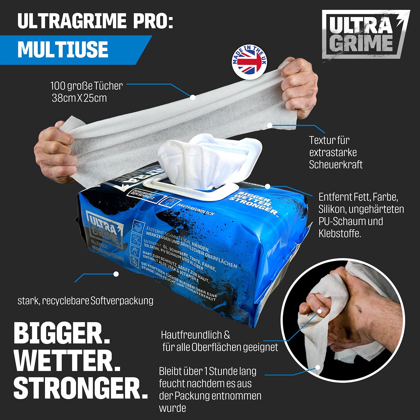 ULTRA GRIME Allzweck Reinigungstuch 100 Tücher in einem Pack