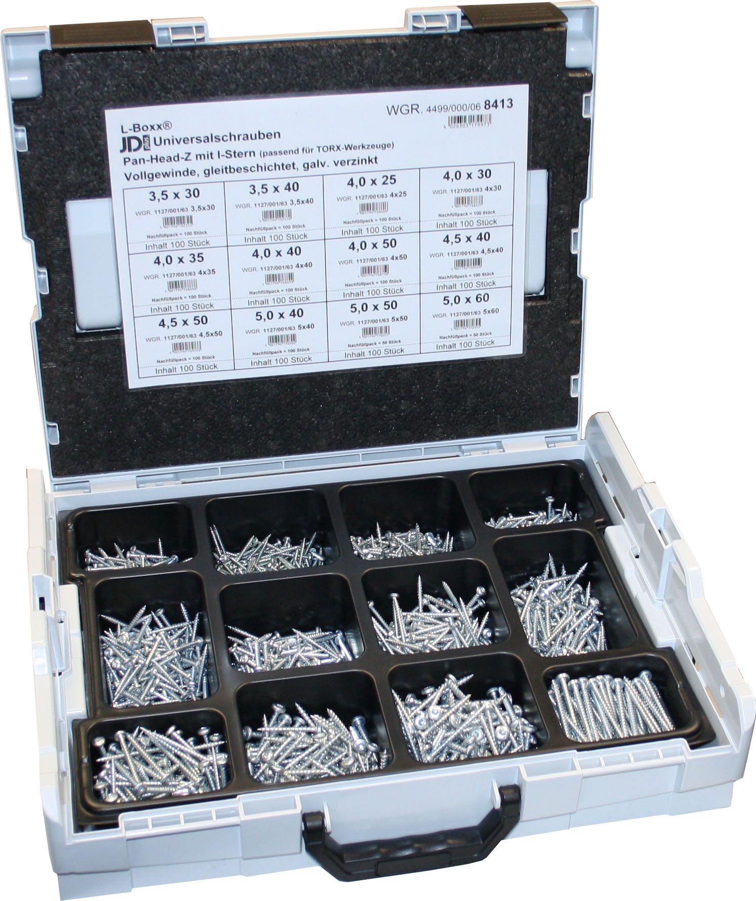 Sortimente Sortimo L-Boxx bestückt m.JD Plus Schrauben Halbr Torx