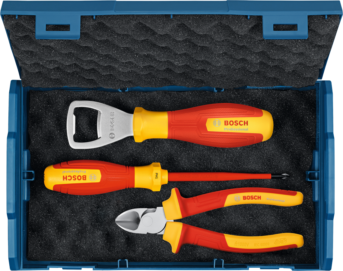 Werkzeugset Professional 3tlg 1xPH 1xKabSchneid Schraubendreher KstBox