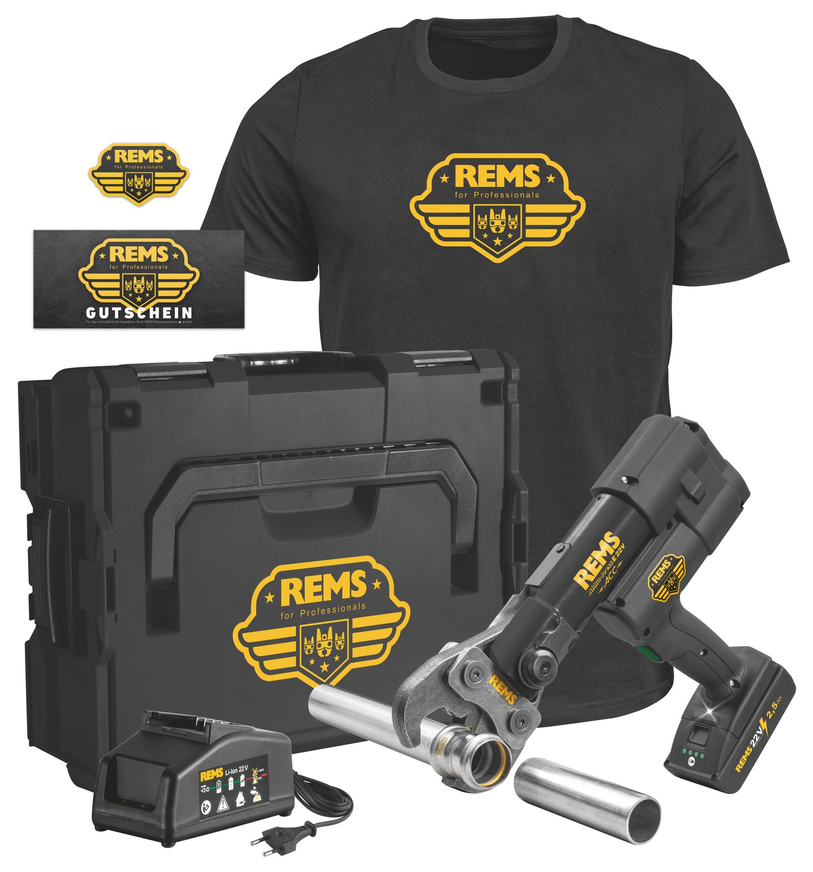 Akku-Press E 22V ACC Limited-Edition DEU2024,Zugabe:T-Shirt+Gutschein+Sticker