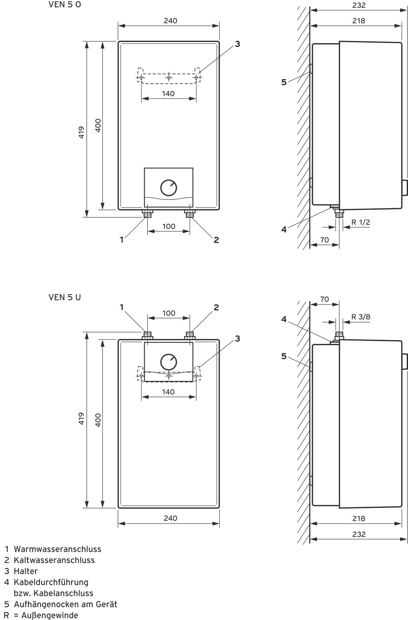 Warmwasserspeicher elt 2k 5l A Niederdr 230V 2kW